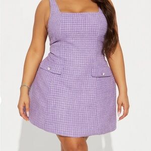NWTs Never Worn Fashion Nova Leanna Tweed Micro Mini Dress - Lavender